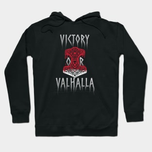 Victory or Valhalla Mjolnir Viking Norse Hammer of Thor Red Hoodie